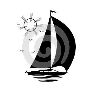 Sailing sea yacht silhouette