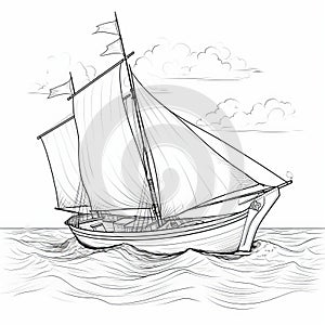 Sailing Seaboat Coloring Page: Realistic And Detailed Rendering