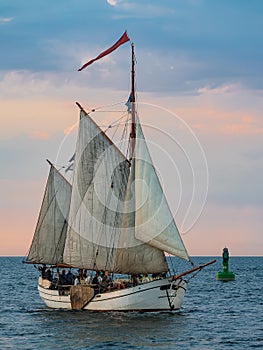 Sailing ship on the Baltic Sea in Rostock