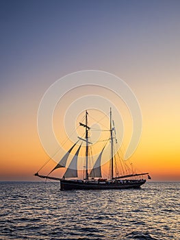 Sailing ship on the Baltic Sea in Warnemuende, Germany