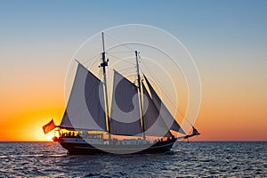 Sailing ship on the Baltic Sea in Warnemuende, Germany