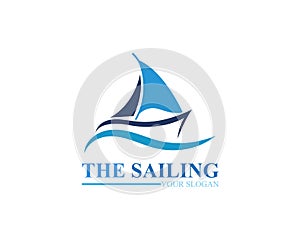 Sailing ship boat vector logo icon template design