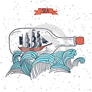 Sailing ship in the bottle,