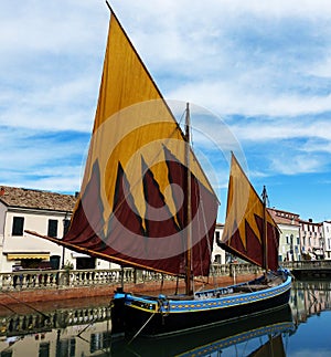 Sailing ship in cesenatico harbor