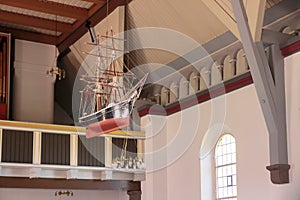 Sailing ship in a church on Bornholm