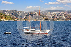 Sailing ship cruising into Bosphorus