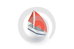 Sailing ship isometric flat icon. 3d vector