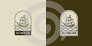 Sailing ship logo vector illustration. Ship or Boat modern line art logo design. Sailing ship, sailing boat logo badge design