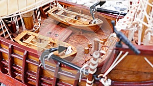 Sailing Ship model detail - hand made