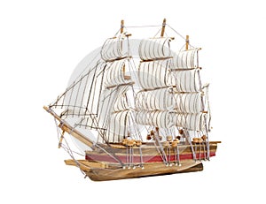 Sailing ship model isolated on white
