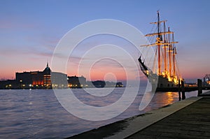 Sailing ship moored in Venice photo