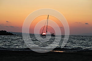 A sailing ship at the ozean photo