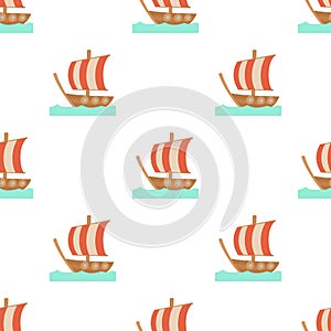 Sailing ship pattern seamless vector