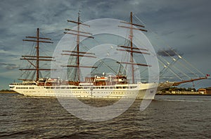 sailing ship in port