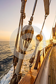 A sailing ship at sea