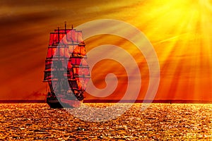 Sailing ship on the sea