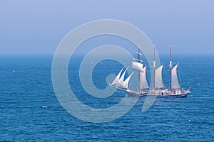 A sailing ship on the sea