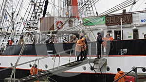 Sailing-ship-Sedov create in port Kiel - Kiel-Week-Event 2013 - Germany - Baltic Sea