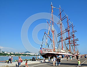 Sailing ship Sedov in the sea port of Sochi