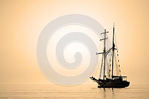 Sailing ship sepia toned. photo