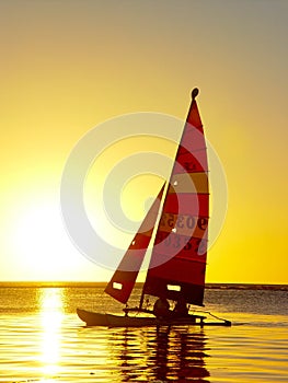 Sailing ship, Sunset