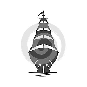 Sailing Ship Vector Illustration.