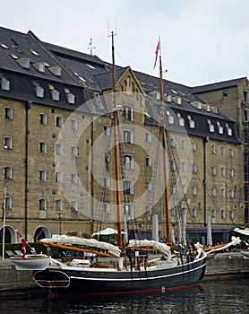 Sailing ship and warehouse, Copenhagen Denmark
