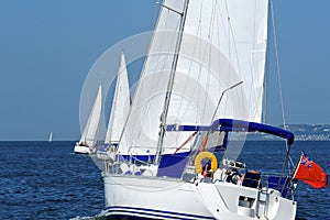 Sailing Ship Yachts With White Sails