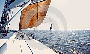 Sailing ship yachts with white sails