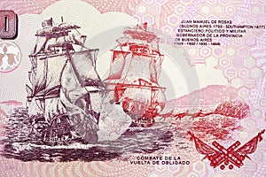 Sailing ships in the Battle of the Vuelta de Obligado on the Parana River photo