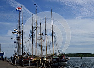 Sailing Ships at the Bay Foerde in Kiel, the Capital City of Schleswig - Holstein