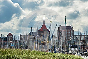 Sailing ships during the Hansesail in Rostock, Germany