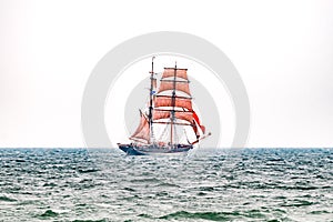 Sailing ships on the sea. Tall Ship.Yachting and Sailing travel.