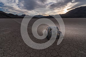 Stunning Sunset with Colorful Clouds at the Racetrack Playa in Death Valley National Park IN CALIFORNIA