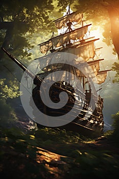 Sailing Through the Sunlit Woods: A Pirate Ship\'s Journey to Unc