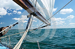 Sailing on a sunny day in Odessa harbour,Ukraine