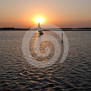 Sailing at sunset
