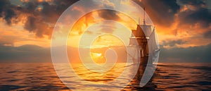 Sailing into the Sunset of Minimalist Melodies. Concept Sailing, Sunset, Minimalist Melodies