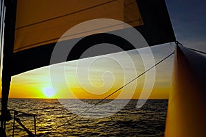 Sailing sunset Ocean