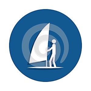 sailing surfing icon in badge style. One of sport collection icon can be used for UI, UX
