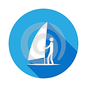 sailing surfing icon with long shadow. Element of sport icon with long shadow.Signs and symbols collection icon for websites, web