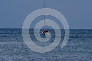 Sailing and swimming in Pumicestone Passage Queensland