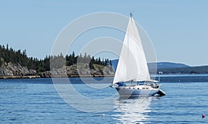 Sailing though Frenchman Bay Maine and lobster buoys