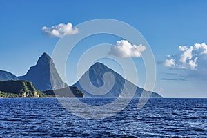 Sailing to the Pitons in the Caribbean Sea at Soufriere, St. Lucia, Lesser Antilles