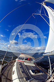 Sailing under blue sky