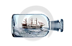 Sailing vessel in glass bottle