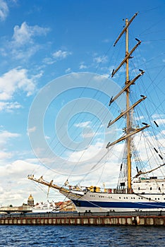 Sailing vessel in St-Petersburg port