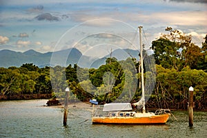 Sailing vessel in a tropical bay in Australia