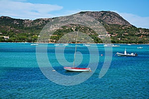 Sailing on the waters of Sardinia, in Italy