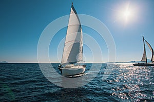 Sailing in the wind through the waves at Sea.